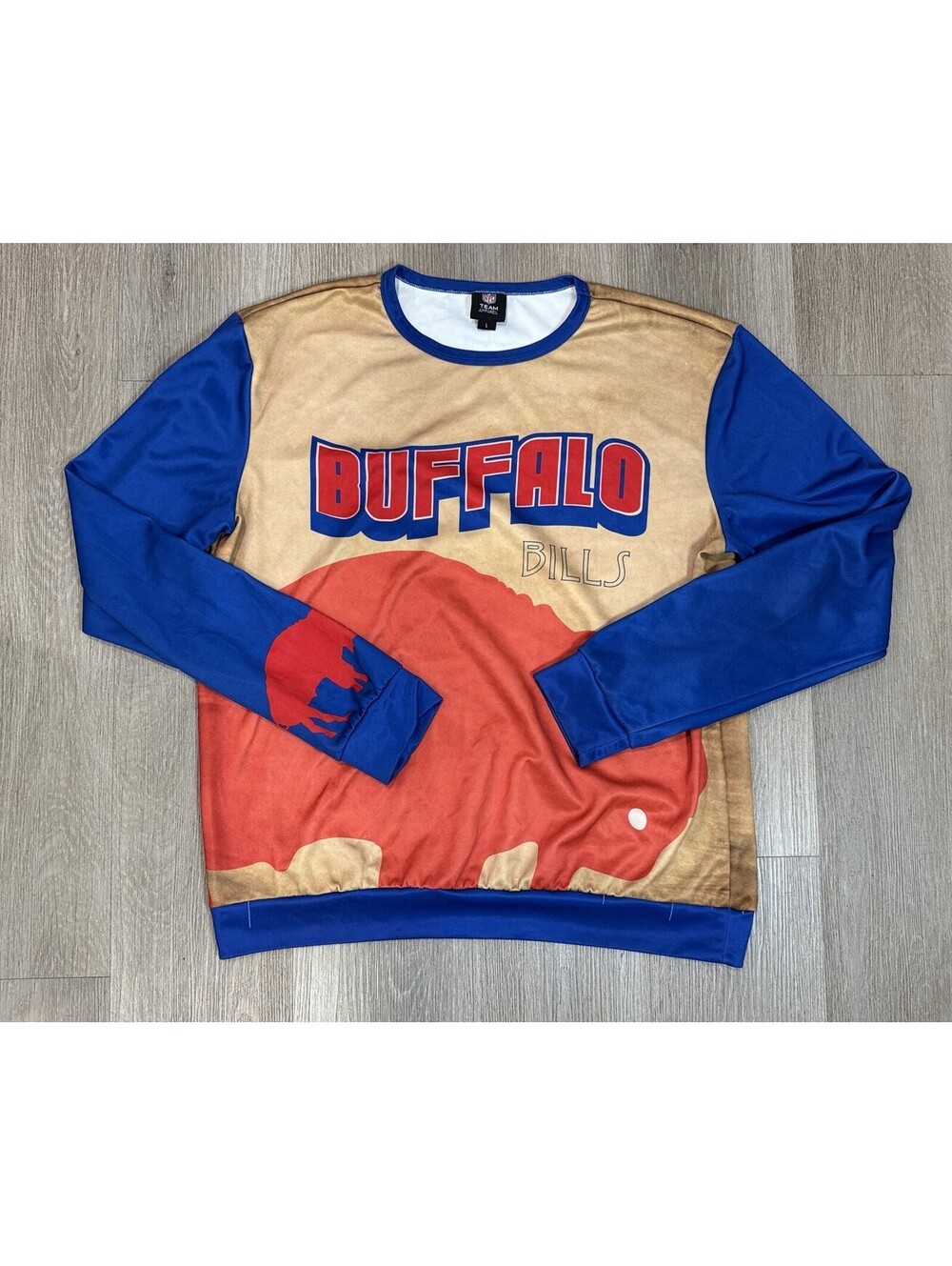 Buffalo Bills NFL Team Apparel Men's L Colorblock Buffalo Graphic Crewneck Shirt